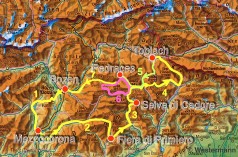 PAlpinradler, Graphik, lan, Rennrad, Tour, Dolomiten, Bici, Dolomiti, Mendola, Rolle, Selva di Cadore, Falzarego, Tre Croci, Sella Ronda, Valparola, Tavella, Kreuzbergpass