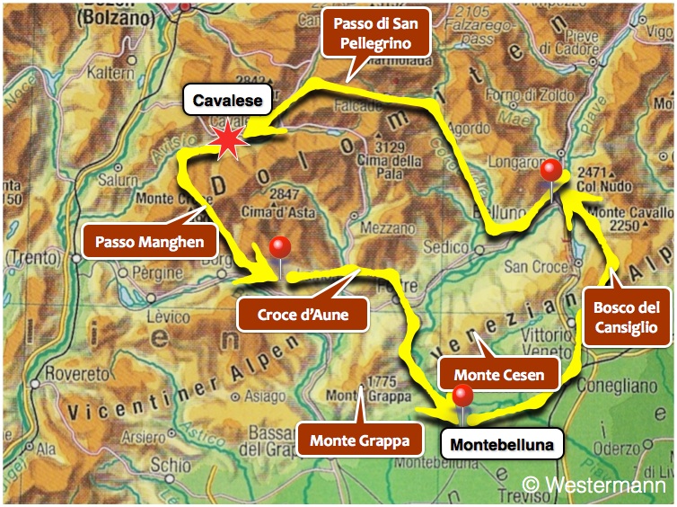 Tour Alpin 2015, Plan, Graphik, Rennrad, Velo, Cyclisme, Italien, Trentino, Veneto, Alpen, Alpinradler, Dolomiti