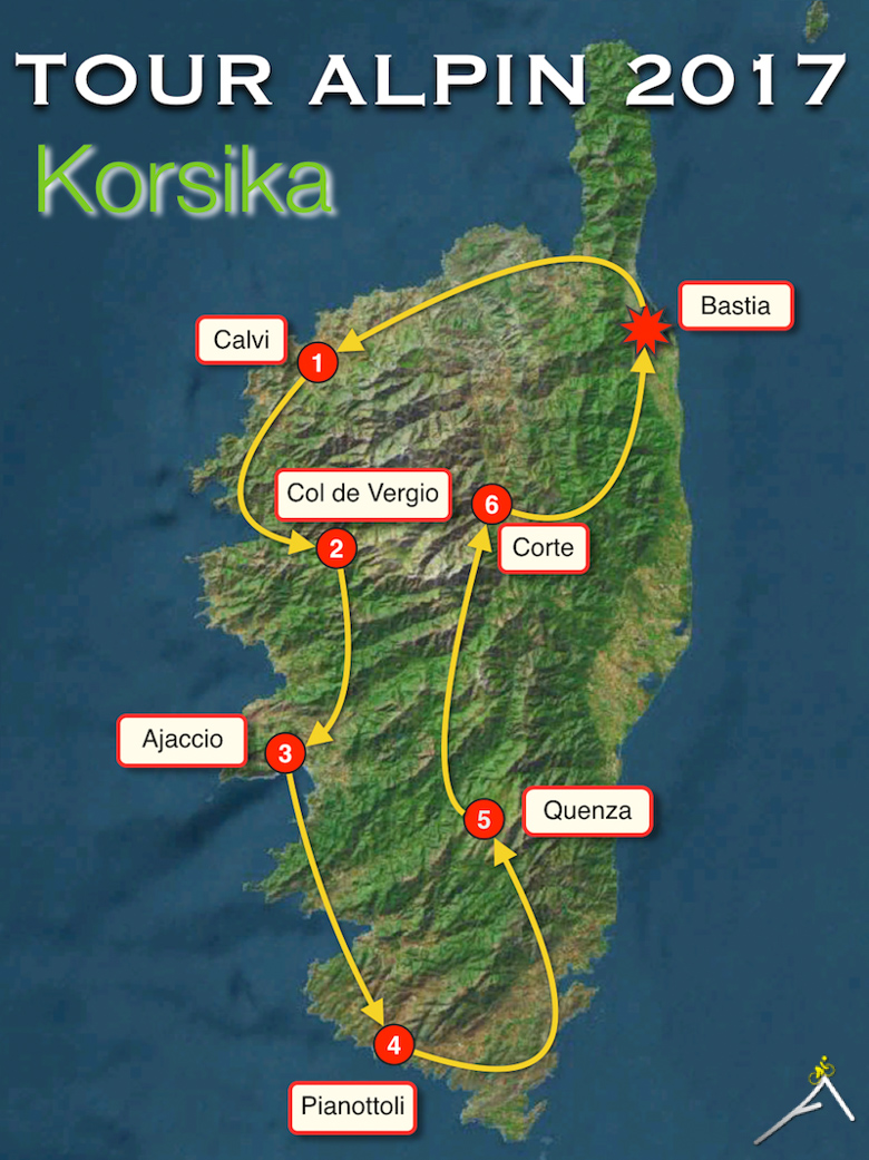 Tour Alpin 2016, Plan, Graphik, Rennrad, Cyclisme, Alpinradler, Tour, Graphik, Korsika